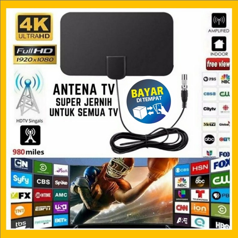 Antena Tv Indoor Led Super tabung Jernih Dalam Ruangan Original Tabung DVB-T2 4K High Gain 25dB Indo