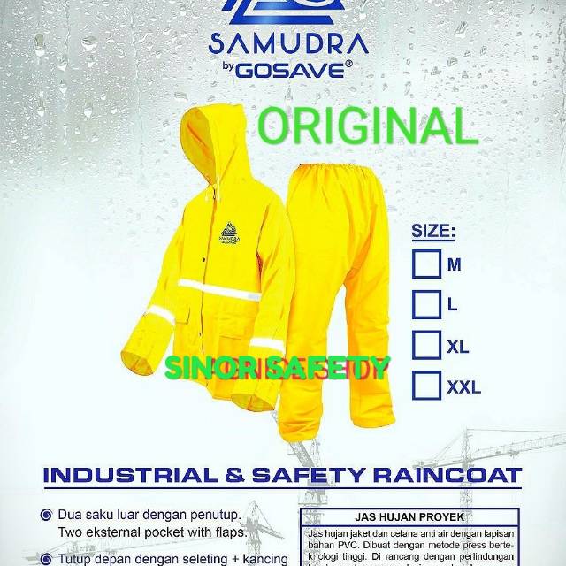 Baju Jas Hujan Safety Kuning ORIGINAL Samudra Raincoat Jaket Celana -  Kuning ki