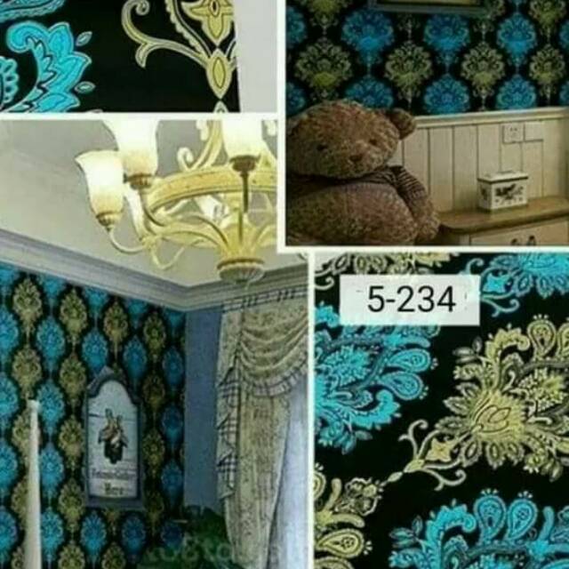 Wallpaper dinding Batik Hitam Biru