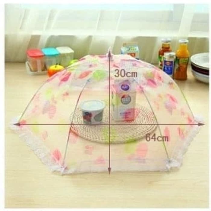 Tudung Saji Lipat TRANSPARAN Makan meja Makanan Food Umbrella Cover warna random grosir unik2