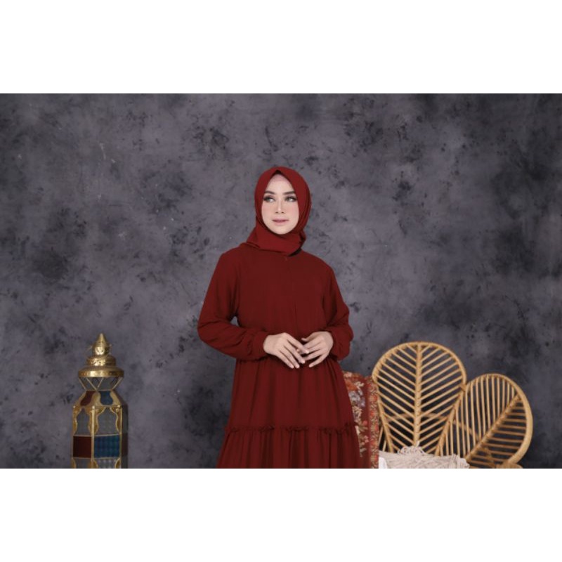 Baju Gamis Wanita Terbaru -Gamis Ceruty -Gamis Polos -Syari Jumbo - Fashion Muslim Wanita- Seragaman-marun