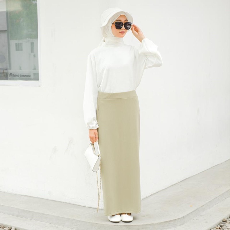 Kanza Pencil Skirt | Rok Span Rok Pensil Panjang Polos [YEPPUOUTFIT]