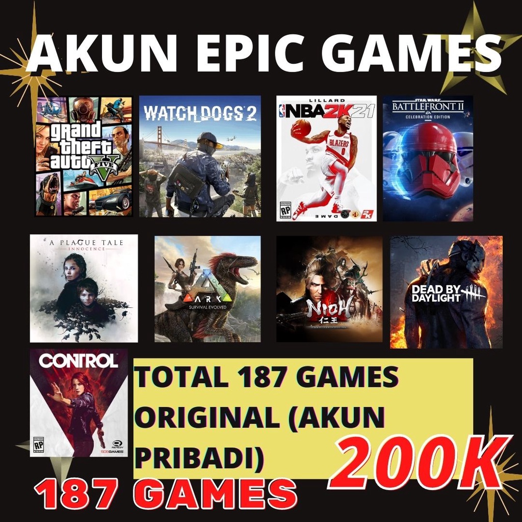 AKUN EPIC GAMES 187 GAME PC ORIGINAL Include GTA 5