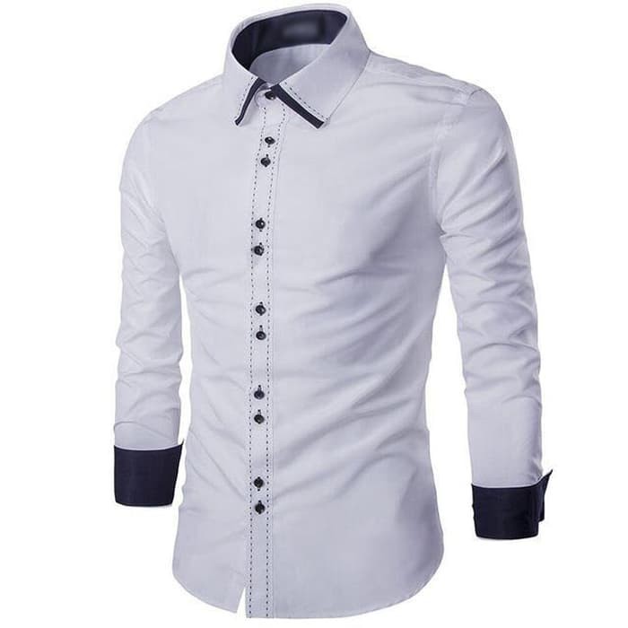 Executive Muda  Fonzi white OT  kemeja pria katun stretch putih Diskon