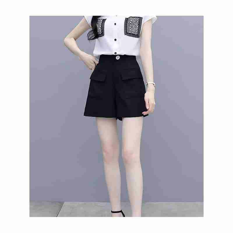 Celana pendek wanita celana katun hitam import celana cewek pinggang karet