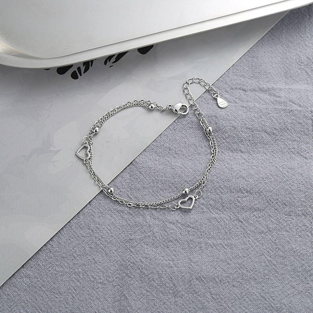 Preva Wanita Gadis Gelang Pesta Ulang Tahun Hati Bangle Link Rantai925 Sterling Silver