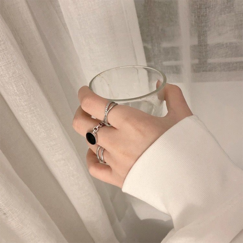 COD❤3 Pcs/set Cincin Terbuka Unisex Double-layer Cincin Couple Korean Punk Simple Aksesoris