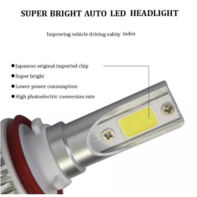 Lampu Mobil LED H11 COB 2PCS Superbright White 36 Watt 3800 lumens