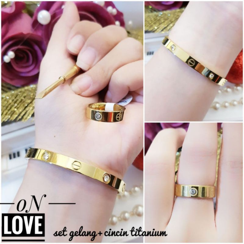 Gelang dan cincin titanium Cartier bonus obeng