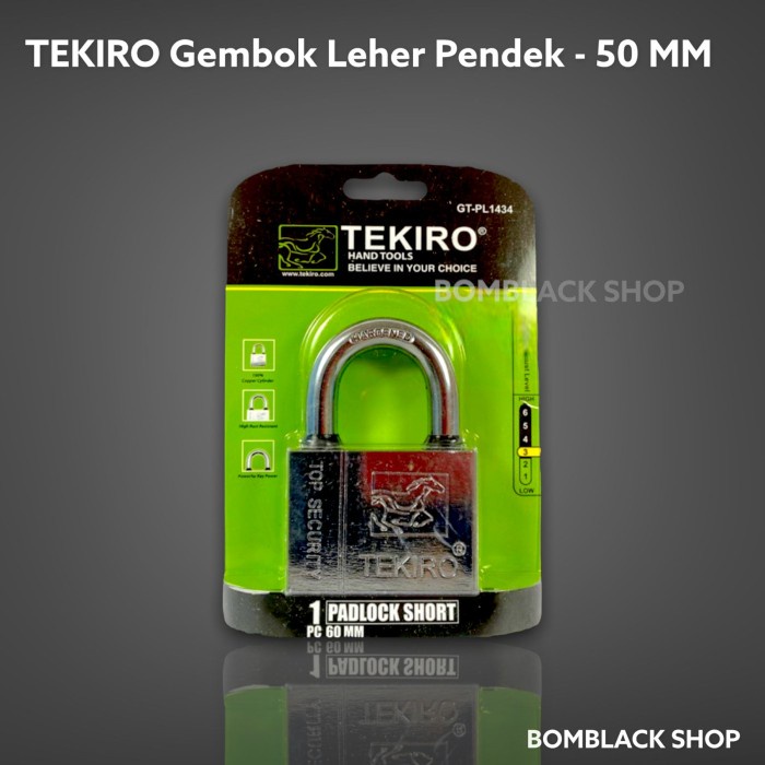 TEKIRO Kunci Gembok Leher Pendek 50mm 50 mm Padlock Short Chrome Putih