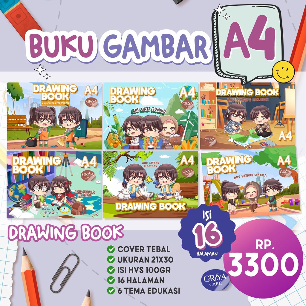 

DRAWING BOOK GRIYACARD A4 | BUKU GAMBAR A4 | GROSIR BUKU MENGGAMBAR ANAK | BUKU SKETSA