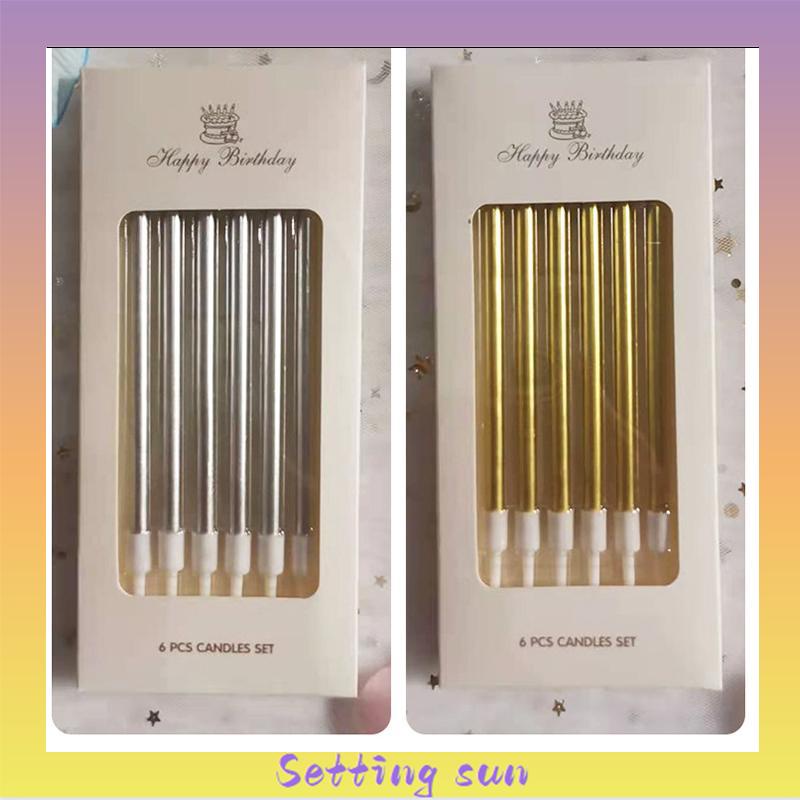 Lilin Pensil Isi 6Pcs - Dekorasi Pesta Ulang Tahun Lilin Panjang Birthday TN