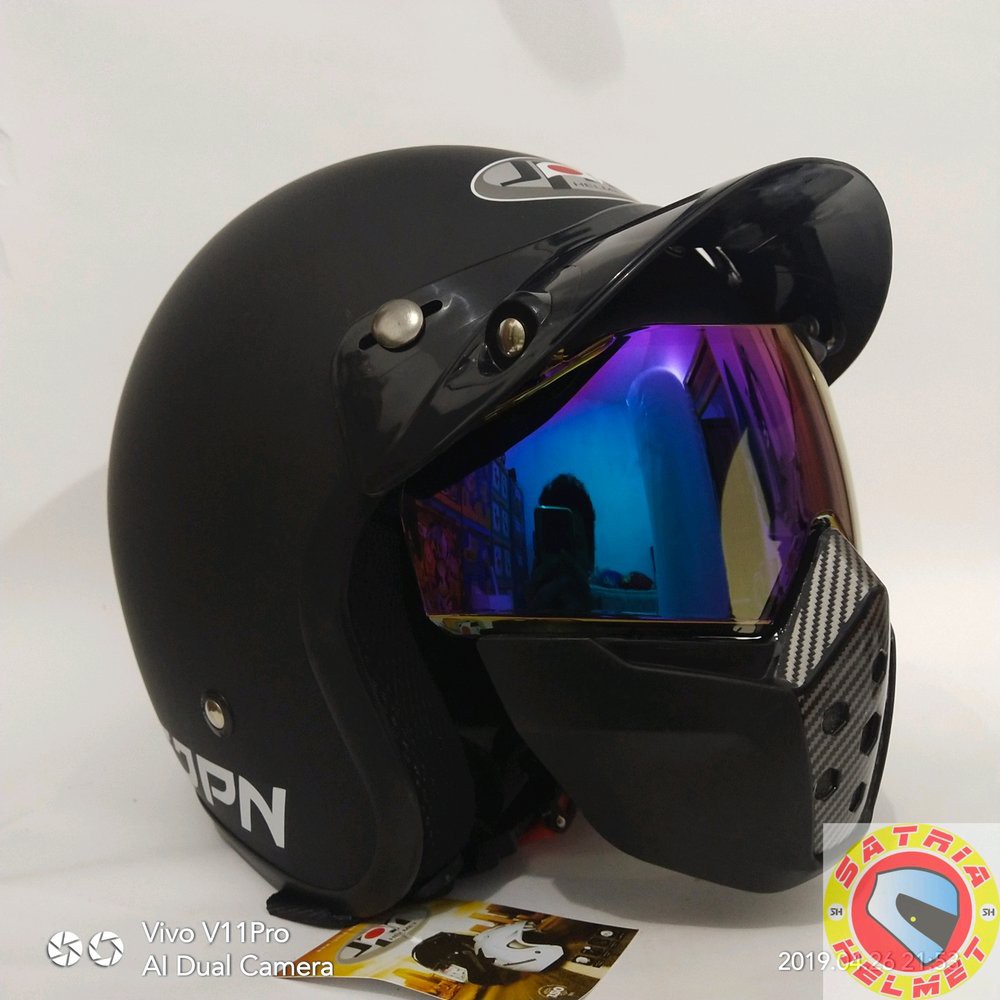 Helm Bogo JPN GOOGLE MASKER INJAK - Helm Retro Klasik VESPA Nmax PC
