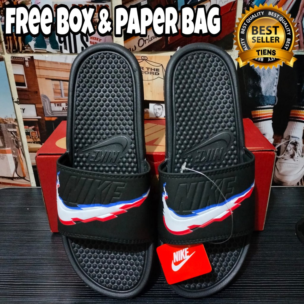 SANDAL NIKE HITAM PUTIH SENDAL SLIDE TERMURAH SANDAL MURAH WANITA PRIA SANDAL SLIDE SWOOSH NIKE