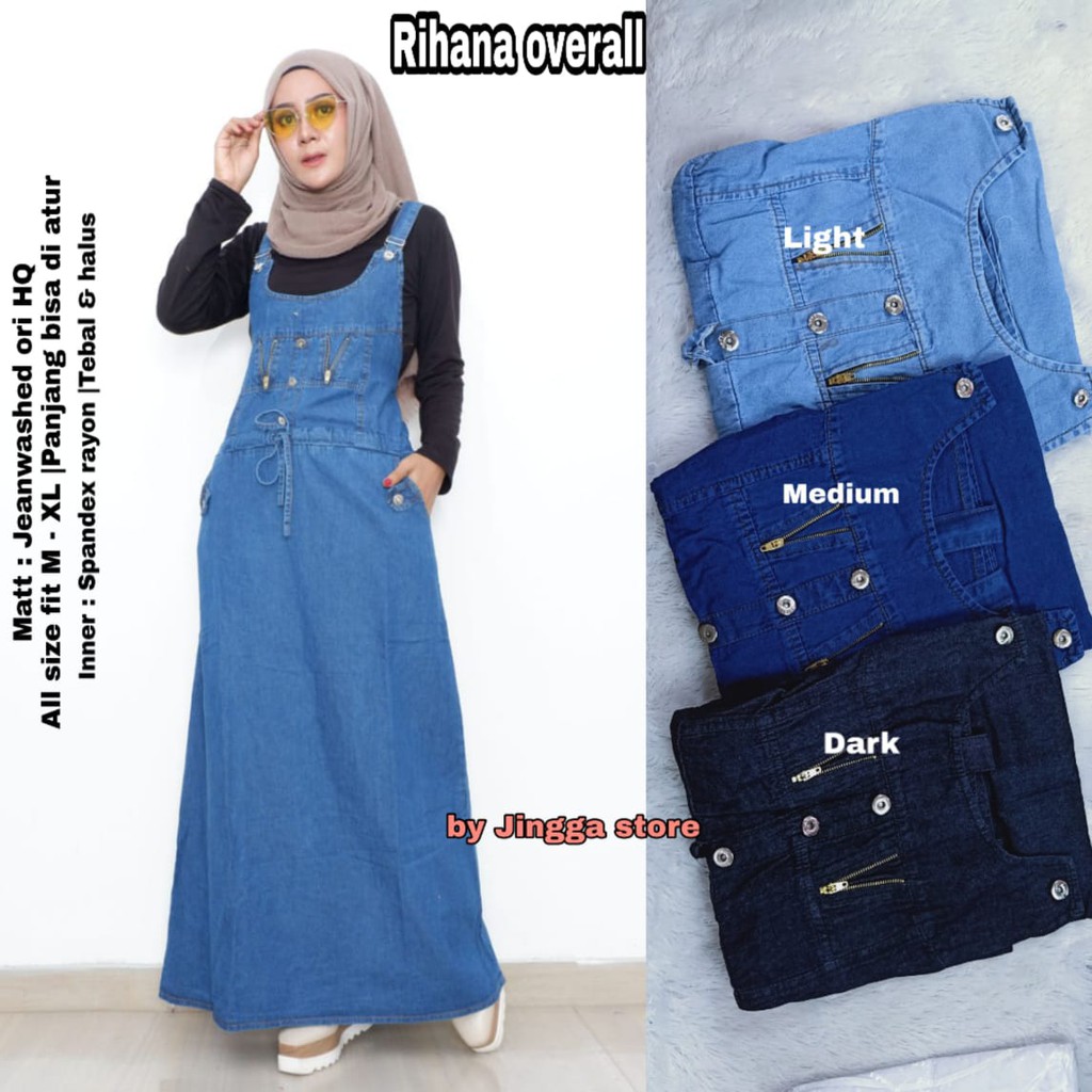 RIHANA BENTY ZIPPER OVERALL JEANS GBM