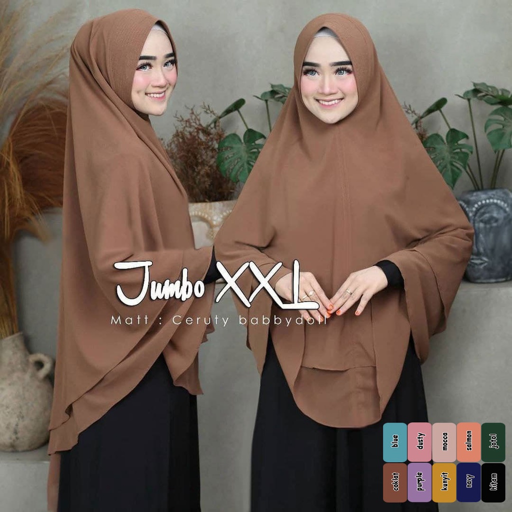 KHIMAR SYARI BERGO JUMBO XXL CERUTY BABYDOLL PREMIUM / KERUDUNG SYARI / KERUDUNG UMROH