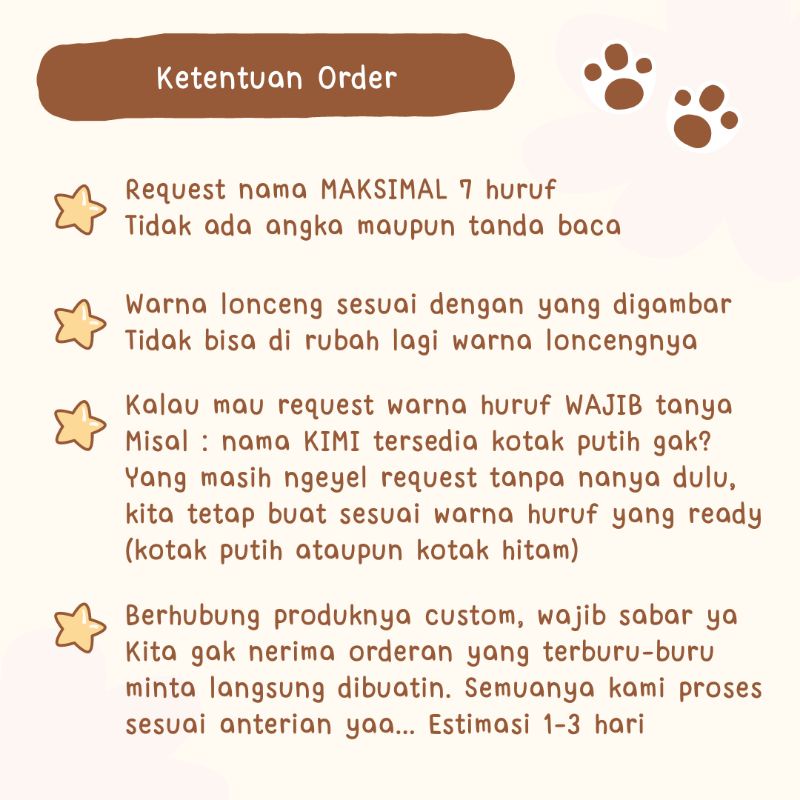 [CORA] Kalung Kucing Custom Nama Tali Prusik Adjustable Ukuran Small / Medium / Large