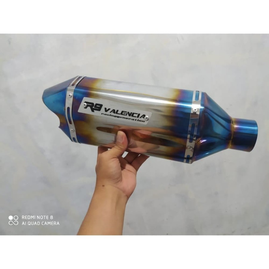 Knalpot Racing R9 valencia Half Blue Silincer Only