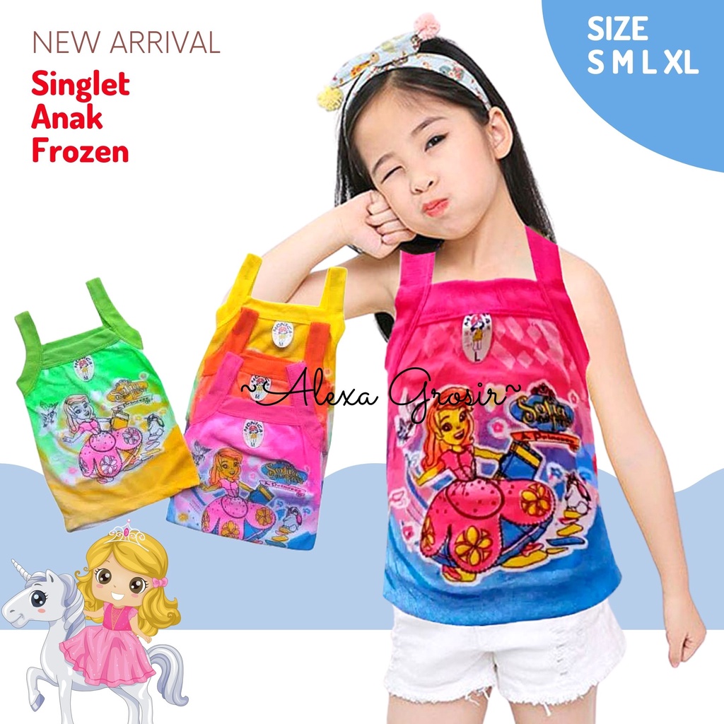 1pcs KAOS DALAM SINGLET ANAK PEREMPUAN ICE GIRL MOTIF LUCU MURAH HALUS LEMBUT SIZE S