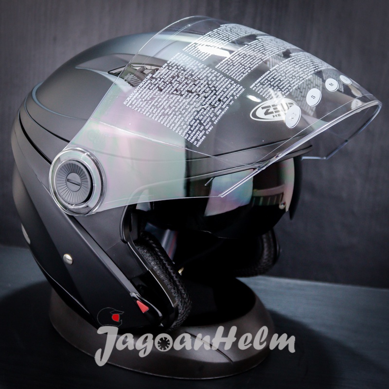 ZEUS Helm ZS-610 SOLID| BLACK DOFF | ZS 610 | ZS610 Double Visor-4