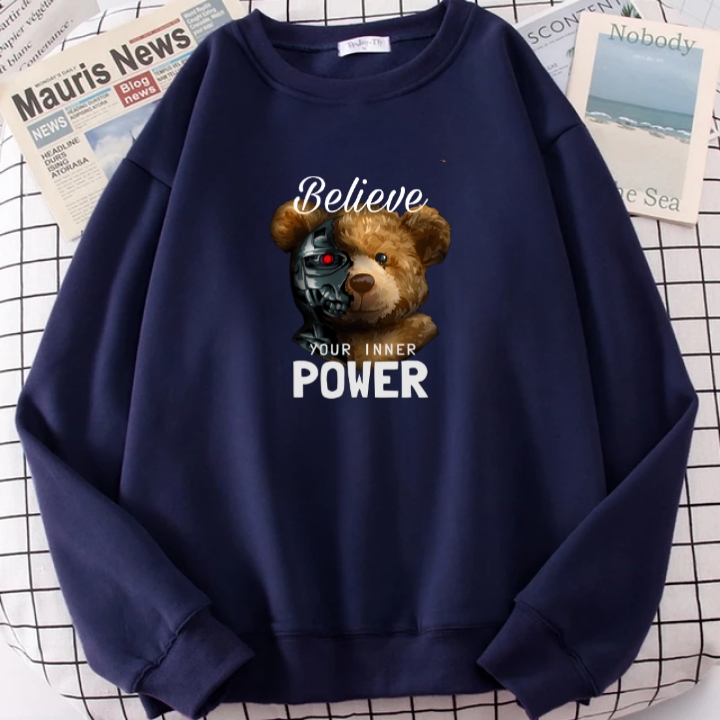 Basic Sweater Dewasa Beruang Believe your Inner power Print DTF standar Distro