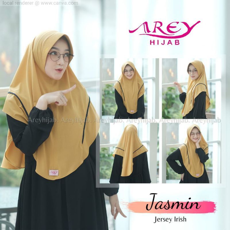 hijab arey jasmin original jilbab pad variasi list bahan jersey premium bergo ped