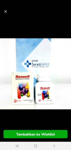 Renovit 1 strip isi 4 kaplet Multivitamin dan Mineral BEBAS GULA Konimex