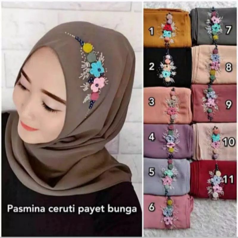 TERBARU PASHMINA PAYET BUNGA PASHMINA PAYET BANDO/PASHMINA PAYET TALI DIAMOND