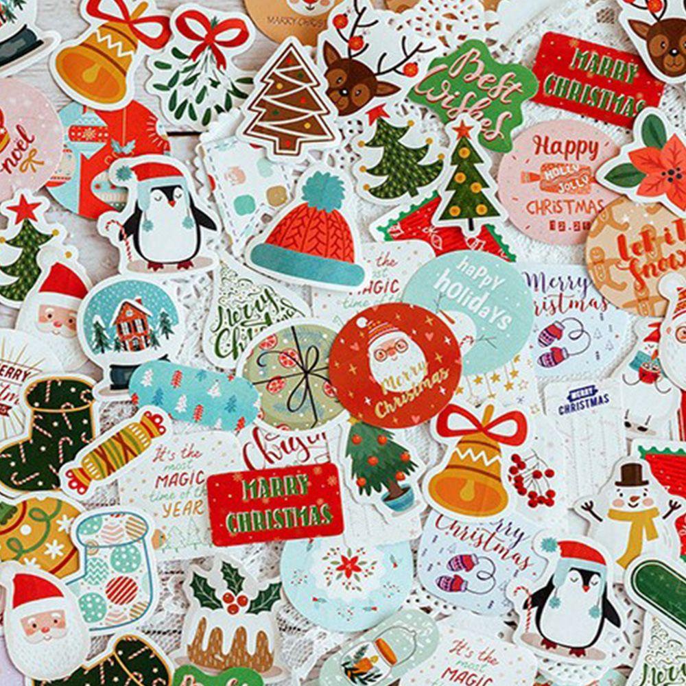 Lanfy Stiker Natal Tahan Air DIY Dekorasi Rumah Santa Claus Pohon Natal Koper Skateboard Mainan Decal