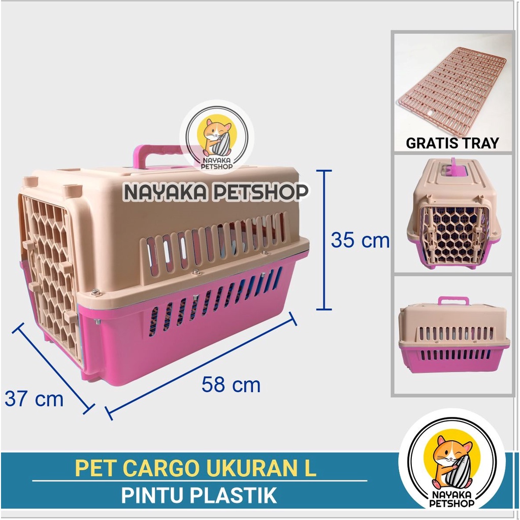 Ukuran L Pintu Plastik Pet Cargo Kucing Besar Pet Carrier Murah Jumbo Travel Kandila Musang