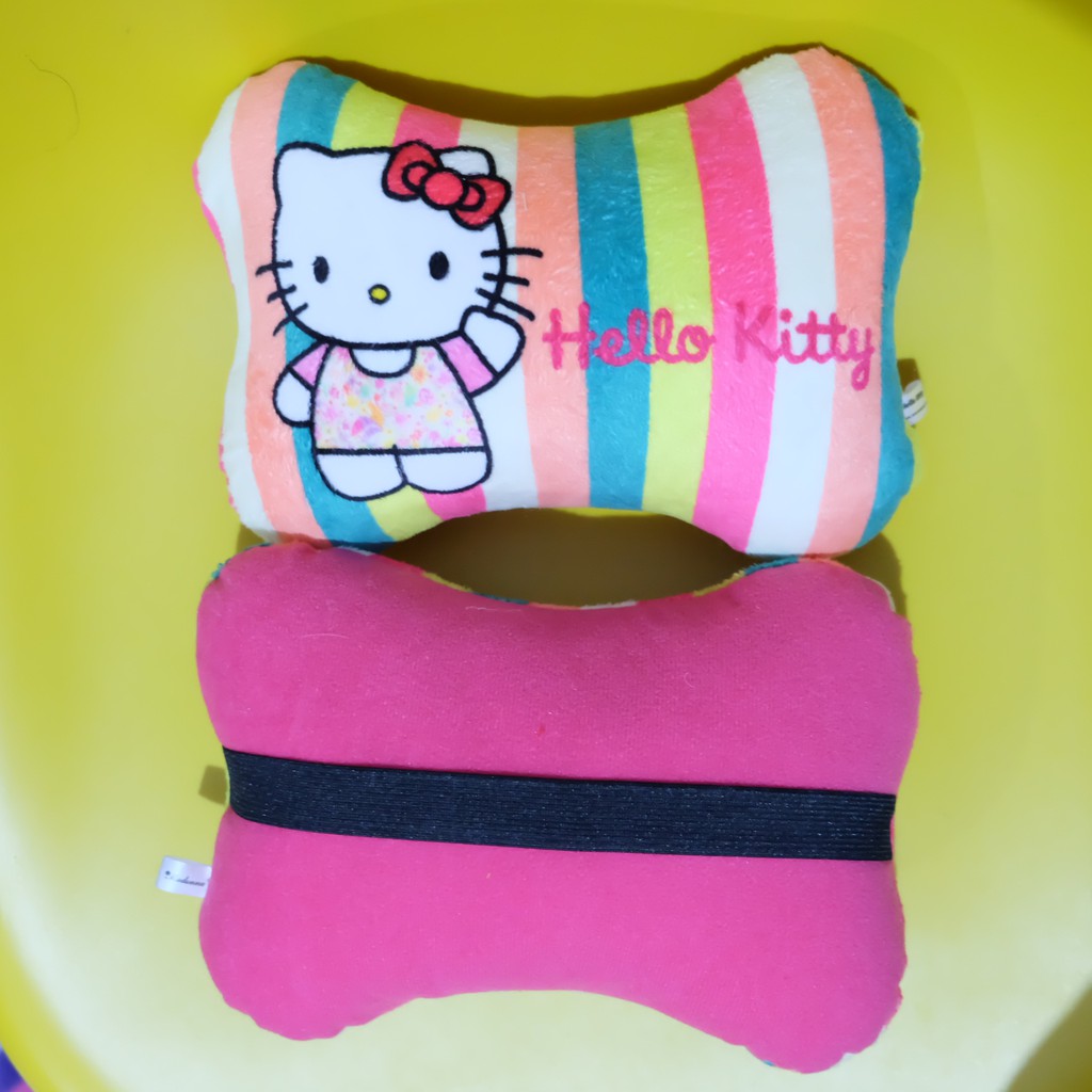 Bantal headrets mobil boneka frozen dan hello kitty sepasang souvenir kado