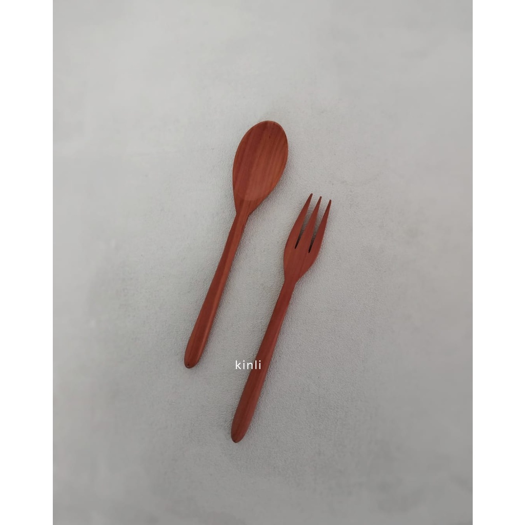 wooden spoon fork sendok kayu garpu kayu set makan kayu