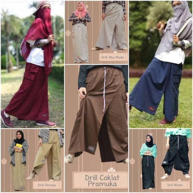 Rocelana Drill Rok Celana Panjang Muslimah Indoor Outdoor Rok Celna Hiking Rok Celana Olahraga