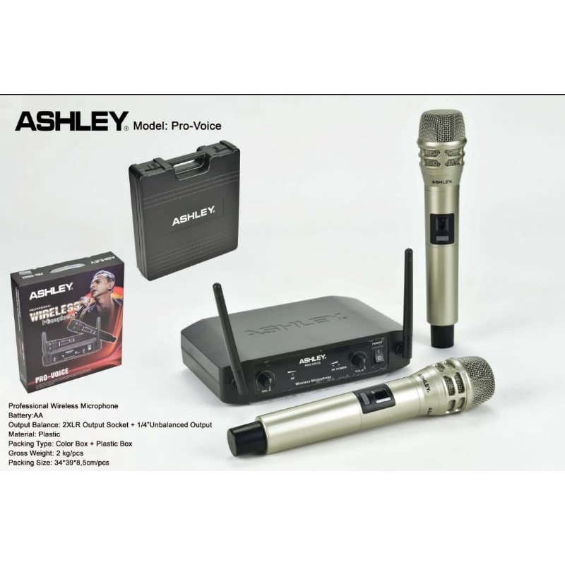 MIC WIRELLES ASHLEY PRO VOICE PEGANG2 JARAK BISA 100 METER UHF