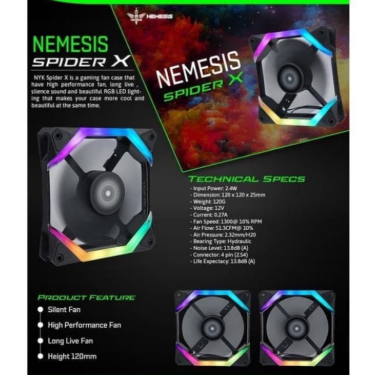 NYK Spider X Shape Fan Casing 12cm LED RGB Illumination Fan cpu