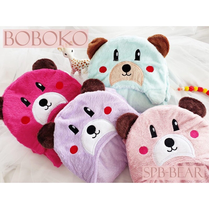 Selimut Bulu Bayi Karakter hewan Bear(Beruang) Boboko | Selimut Bayi Bahan Bludru selimut topi bahan halus dan tebal