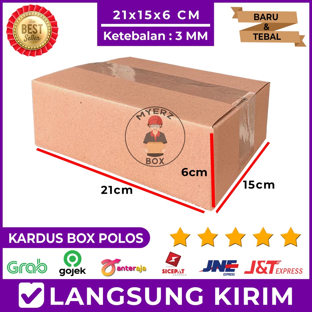 

Kardus Polos Karton Box Packing 21x15x6 Cm Single Wall Tebal 3 MM