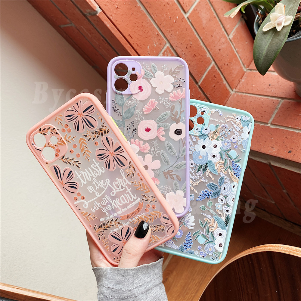 Case Pelindung Kamera Shockproof Motif Bunga Untuk Iphone 12 Pro Max 12 Mini 11 Pro Xr 6 7 8 Plus Xs