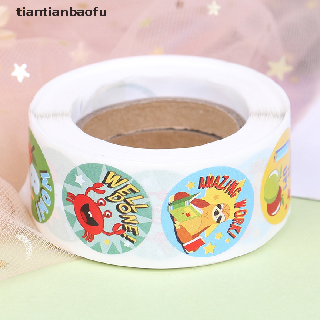 500pcs Stiker Roll Desain Hewan Lucu Untuk Hadiah Anak