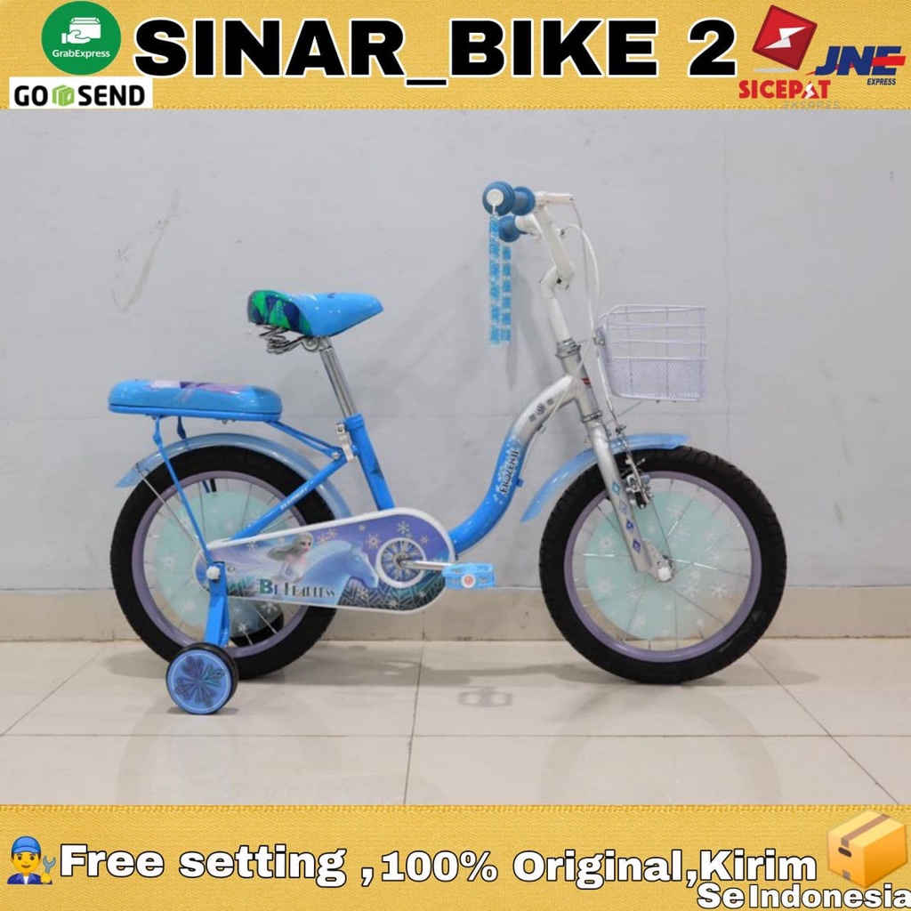 Sepeda Anak Perempuan 16 &amp; 20 Inch Mini ELEMENT FROZEN 5.0 Karater Elsa