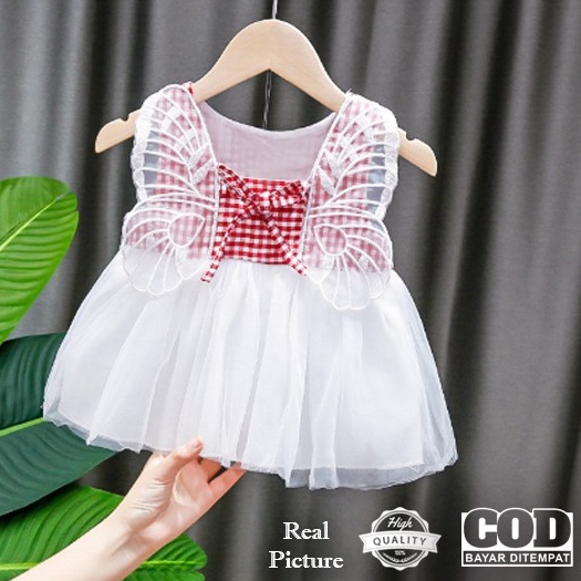 [Import] Baju Dress Kasual Anak Perempuan Butterfly Tanpa Lengan Katun Bisa COD Usia 1 2 3 tahun