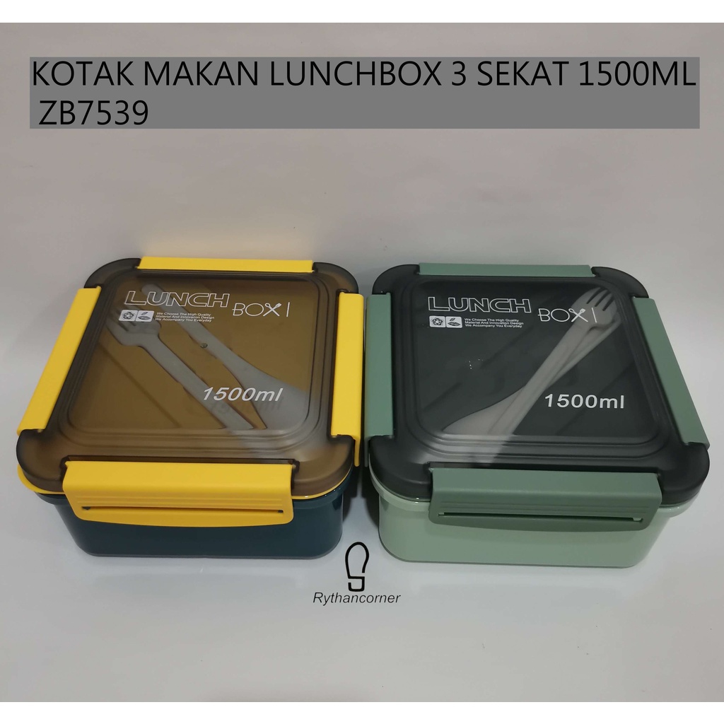 KOTAK MAKAN LUNCHBOX 3 SEKAT 1500ML ZB7539