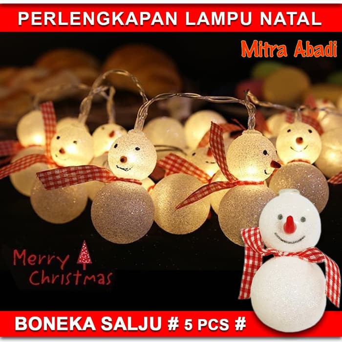 Aksesoris Hiasan Lampu Natal Model Boneka Salju 1 SETT = 5 pcs