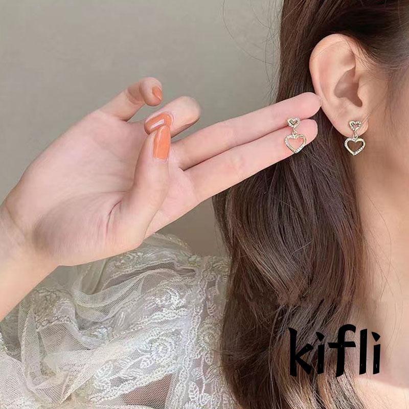 Anting,Desain Hati,Gaya Simple,Untuk Wanita