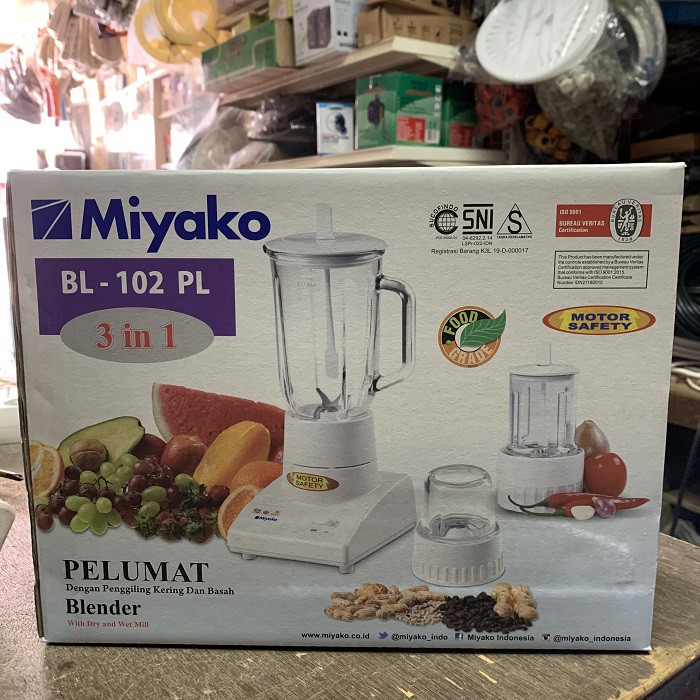 Blender Miyako BL 102 PL BL102PL 3 in 1 Blender Miyako Plastik Kering Basah