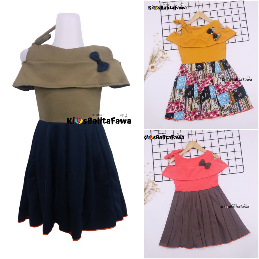 Dres Rachel uk Bayi - 5 Tahun / Baju Dress Anak Perempuan Murah Model Gaun Pesta Polos Motif Export