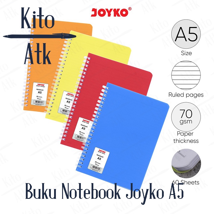 

Buku Notebook A5 Joyko NB-661 / Buku Notebook Spiral 60 Lembar Garis