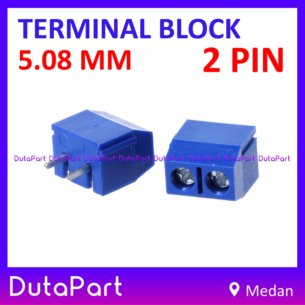 Terminal Block 2 Pin Connector Skrup Screw Pitch 5.08mm 5mm 2P Blok