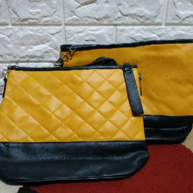 TAS SLEMPANG WANITA  MURAH YELLOW BLACK - TAS KONDANGAN - TAS CASUAL
