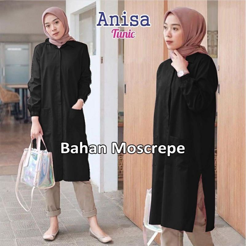 [ BISA COD ] TUNIK ANISA BAHAN MOSCREPE  FIT TO XL